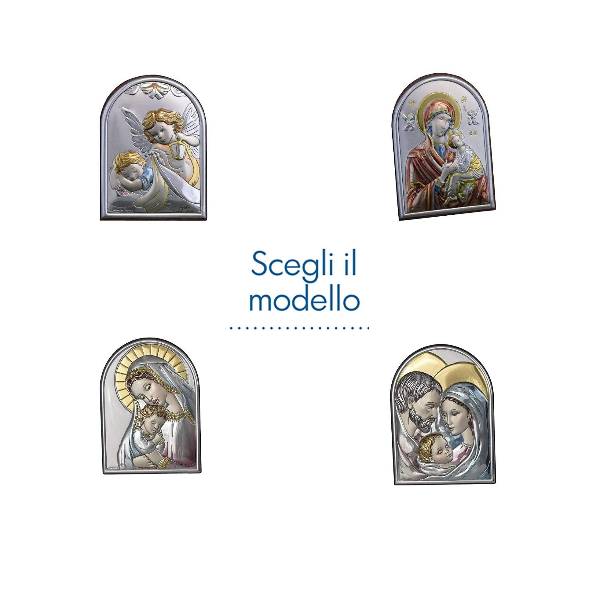 Icona Sacra Arcata in Argento Laminato Colorato Icone Sacre Albalu Bomboniere   