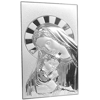 Capezzale Maternità in Argento Laminato con retro in Legno Icone Sacre Albalu Bomboniere Standard  