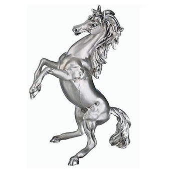 Cavallo Rampante Statua Resina Argento h. 25 cm Resina Argentata Albalu Bomboniere   