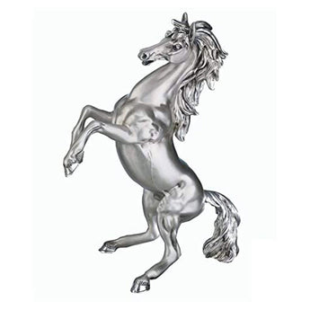 Cavallo Rampante Statua Scultura in Resina Argento Misura 35 cm Albalu Bomboniere