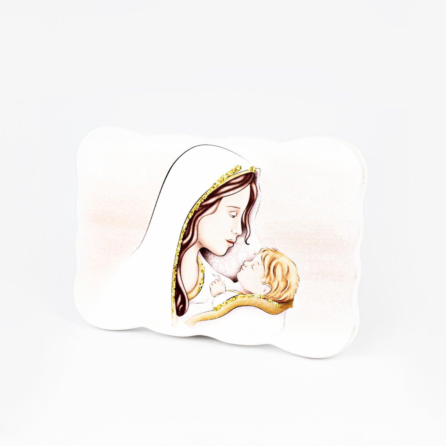Icona Nuvoletta Tema Maternità Glitterata su Legno Sagomato da Appoggio e Muro Icone Sacre Albalu Bomboniere Modello 1 Standard 