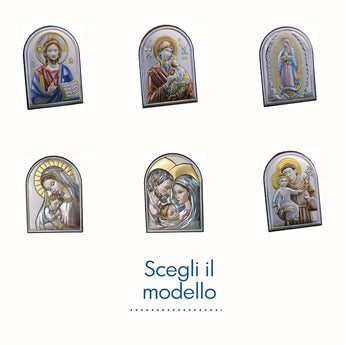 Icona Sacra Ad Arcata In Argento Laminato Colorato Icone Sacre Albalu Bomboniere   