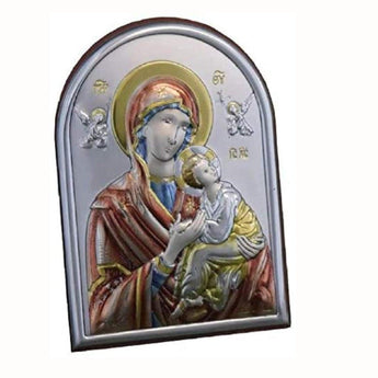 Icona Sacra Ad Arcata In Argento Laminato Colorato Icone Sacre Albalu Bomboniere Madonna  