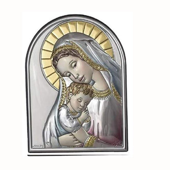 Icona Sacra Ad Arcata In Argento Laminato Colorato Icone Sacre Albalu Bomboniere Maternita  
