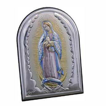 Icona Sacra Ad Arcata In Argento Laminato Colorato Icone Sacre Albalu Bomboniere Madonna di Guadalupe  