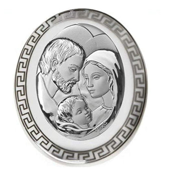 Bomboniera Icona Sacra Ovale in Argento con retro in Porcellana da appoggio Icone Sacre Albalu Bomboniere Sacra Famiglia  