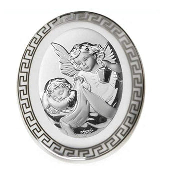 Bomboniera Icona Sacra Ovale in Argento con retro in Porcellana da appoggio Icone Sacre Albalu Bomboniere Angeli Lanterna  