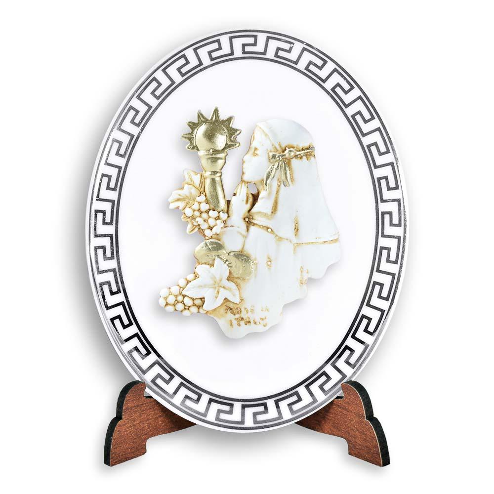 Icona Sacra Ovale Ceramica retro Legno Bambino Bambina in Preghiera Albalu Bomboniere