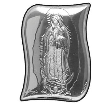 Icona Sacra Sagomata In Argento Laminato Icone Sacre Albalu Bomboniere Madonna di Guadalupe  
