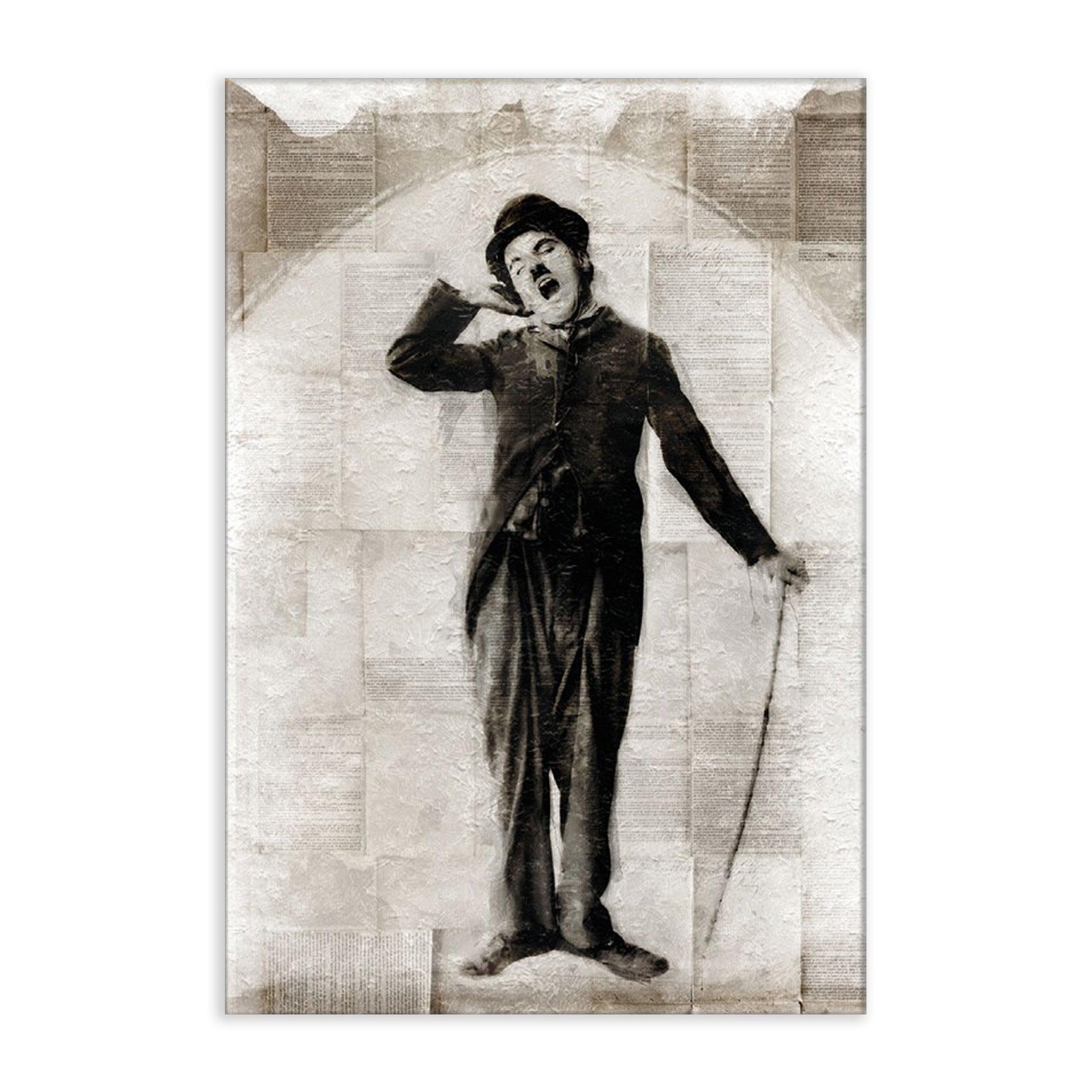 Quadro Charlie Chaplin Vintage Style Su Tela Albalu Bomboniere