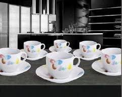 Servizio 6 Tazzine Caffe' In Porcellana E piattino Linea Dolores Piatti e Tazzine Albalu Bomboniere   