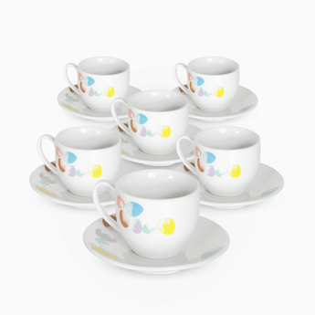 Servizio 6 Tazzine Caffe' In Porcellana E piattino Linea Dolores Piatti e Tazzine Albalu Bomboniere   