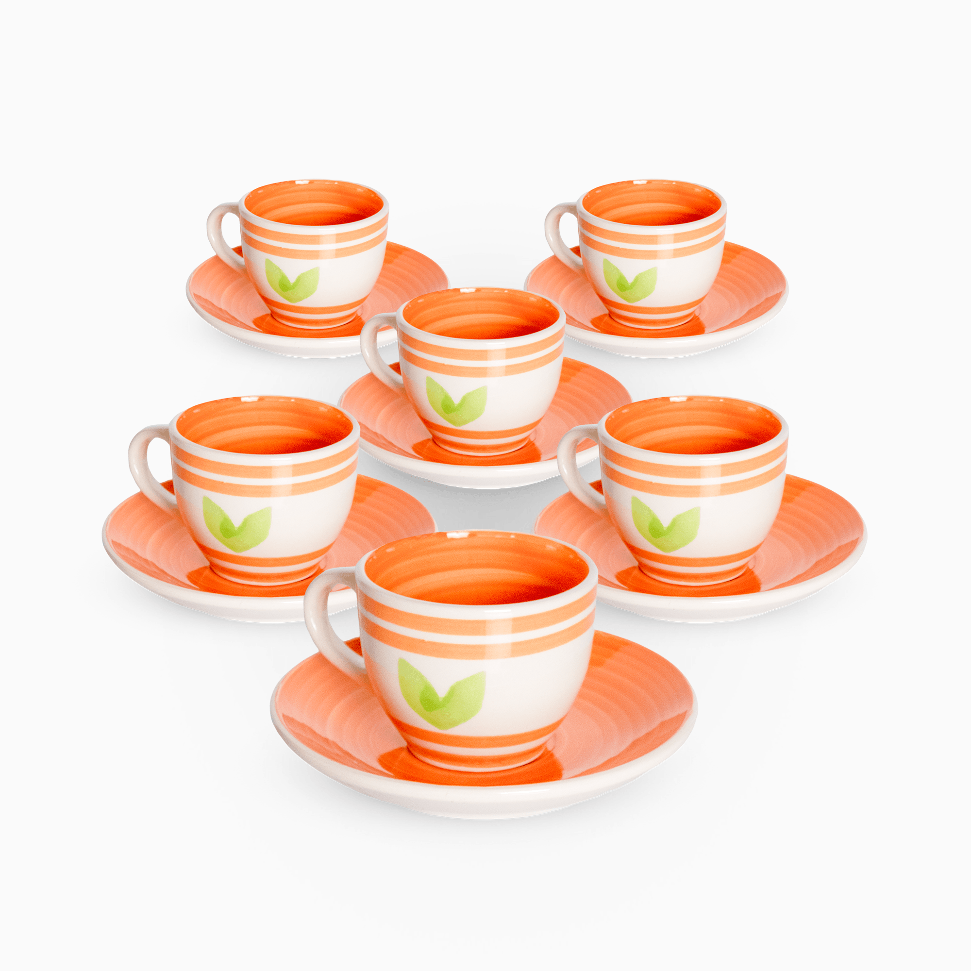 Servizio 6 Tazzine Caffe' In Porcellana E piattino Linea Flower Orange –  Albalu Bomboniere