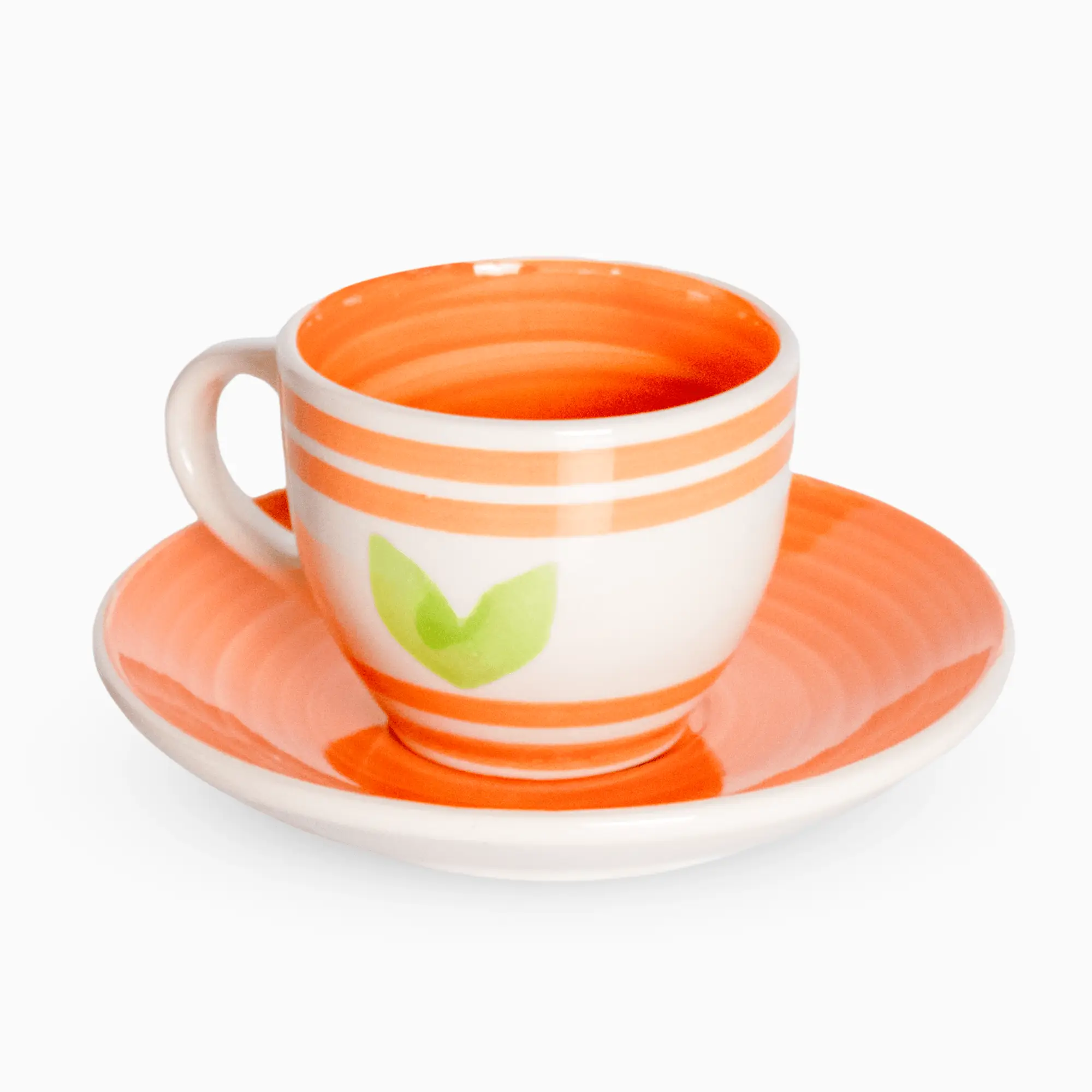 Servizio 6 Tazzine Caffe' In Porcellana E piattino Linea Flower Orange Piatti e Tazzine Albalu Bomboniere   