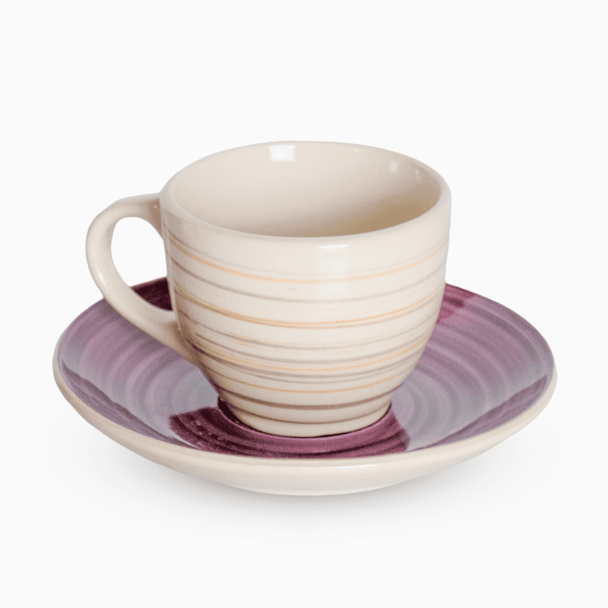 Servizio 6 Tazzine Caffe' In Porcellana E piattino Linea Sand Purple Albalu Bomboniere