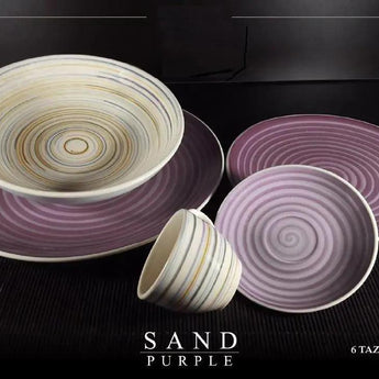 Servizio 6 Tazzine Caffe' In Porcellana E piattino Linea Sand Purple Piatti e Tazzine Albalu Bomboniere   