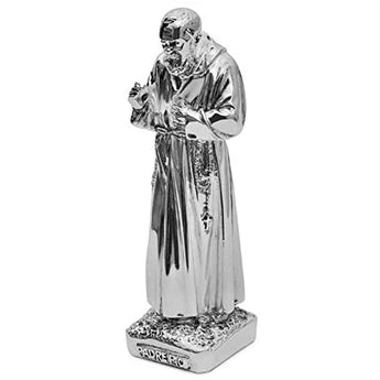 Statua Padre pio in Resina Argentata  Albalu Bomboniere   