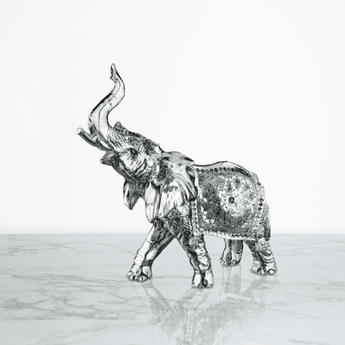 Statuetta Portafortuna in Resina Argentata a Forma di Elefante Indiano Albalu Bomboniere